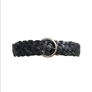 Nine West black woven Leather belt Anthropologie M